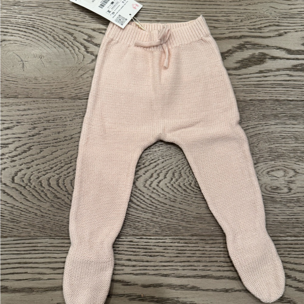 Zara NWT Cozy Pink Knit Baby Leggings